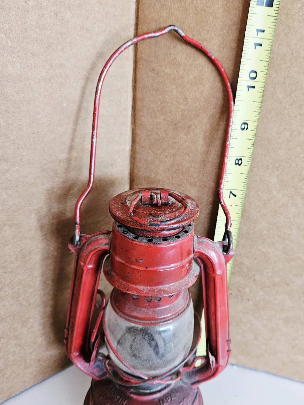 Red Vintage-Style Winged Wheel Red Oil Lantern # 350 Metal Lantern - Home Accent